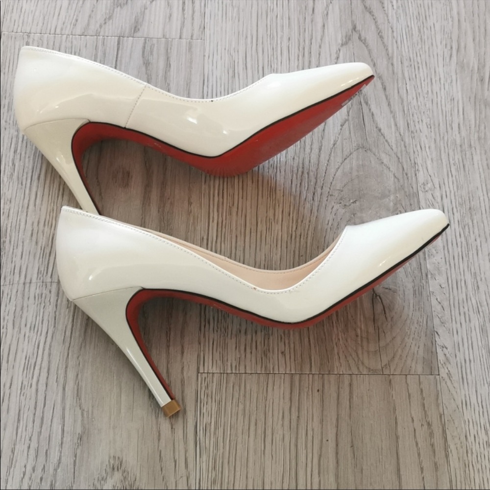 LOUBOUTIN-inspired Red Sole Patent leatherette sexy white heels - Picture 3 of 4